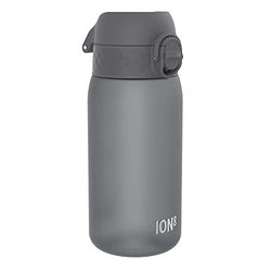 Ion8 Kids Water Bottle, 350 ml/12 oz, Leak Proof, Easy to Open, Secure Lock, Dishwasher Safe, BPA Free, Carry Handle, Hygienic Flip Cover, Easy Clean, Odour Free, Carbon Neutral, Grey