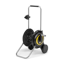 Kärcher Carro de Manguera HT 3, Compacto y móvil con Base Extra Ancha, Mango Regulable en Altura, Incluye Soporte para jeringas, Color Negro