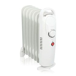 Alpina Olieradiator, 850 W, 7 elementen, mechanische thermostaat, elektrische verwarming, energiebesparend, vermogensregelaar voor laag stroomverbruik, compact en draagbaar, wit, normaal
