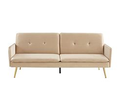 BAÏTA Adam Sofá Recto Convertible de 3 plazas, Terciopelo, Beige, 203,5 x 87,5 x 82 cm