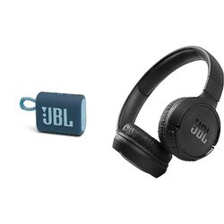 JBL GO 3 Speaker Bluetooth Portatile, Cassa Altoparlante Wireless con Design Compatto & Tune 510BT Cuffie On-Ear Wireless, Bluetooth 5.0, Pieghevole, Microfono Integrato