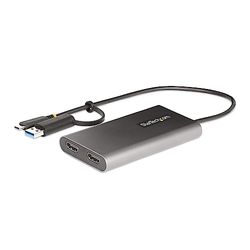 StarTech.com Adaptador USB-C a HDMI Doble - USB Tipo C a 2 Monitores HDMI - 4K 60Hz - Entrega de Alimentación PD de 100W con Paso - Cable Incorporado de 30cm - Conversor USB a HDMI (109B-USBC-HDMI)