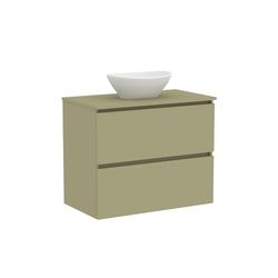 Baikal Mueble de Baño Klay. Mueble MONTADO. 2 Cajones Suspendido con Lavabo sobre Encimera. Armario de Baño. Lavabo Ceramico. 80cm Verde Cactus.