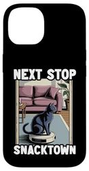 Next Stop Snacktown Robot Vacuum Cleaner Funny Cat Case for iPhone 14