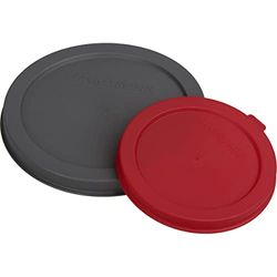 Fackelmann Burklock CAT&DOG, plastlock för konserver, stängning för matburkar (färg: röd, grå), antal: 2 stycken