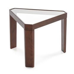 MESA AUXILIAR 54X47X40 CRISTAL/MADERA MARRON OSCURO