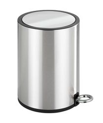 WENKO Poubelle cosmétique Mod. Monza | Poubelle salle de bain inox avec abattant doux | Poubelle 3L pour salle de bain | Acier inoxydable brillant | DIM (l x h x p) 18,5 x 25,5 x 24,5 cm