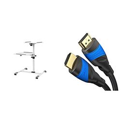 LINK LKBR25, Supporto Proiettore con Due Ripiani Regolabile & KabelDirekt – Cavo HDMI 4K con schermatura A.I.S, progettato in Germania