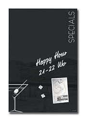 SIGEL GL296 Pizarra de cristal magnética Artverum - Carta cocktail negro, blanco - 60 x 40 cm - cristal de seguridad