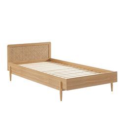 BAÏTA Lit Enfant Pablo Effet chêne et cannage 90x190 sommier Inclus