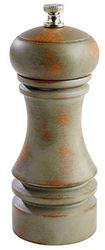 Molinillo de pimienta APS "Professional Vintage", (Ø x Alto): 5,5 x 15 cm, 200 g, molinillo de especias de madera de haya, molinillo de acero al carbono, molienda infinitamente ajustable, verde lima