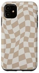 Carcasa para iPhone 11 Swirl - Tablero de ajedrez vintage de vainilla y crema a cuadros