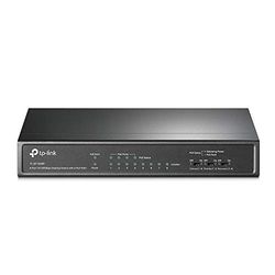 TP-Link PoE Switch 8-Port de 100 Mbps, 4 PoE ports up to 15,4 W, para todos os portos PoE, portos de metal, plug and play, ideal para vigilância IP e acesso Point (TL-SF1008PP). ), preto