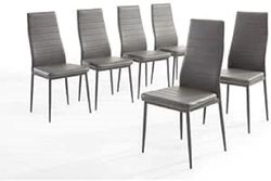 BAÏTA - Set med 6 stolar Sam-imitation grå metallfötter svart