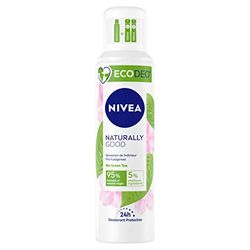 NIVEA NATURALLY GOOD Deodorante atomizzatore EcoAir® Tè Verde (1 x 125 ml), Deodorante donna efficienza 24H, Deodorante compresso naturale contenente il 95% di ingredienti di origine naturale