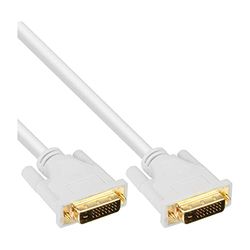 InLine 17772W DVI-D kabel, digital 24+1 kontakt/kontakt, dubbel länk, vit/guld, 2 m