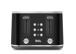 Morphy Richards Motive 4 Slice Toaster, Browning Controls, Reheat, Cancel & Defrost Settings, Bread Lever, Removeable Crumb Tray, Electromagnet Cover, 1600W, Black, 242801