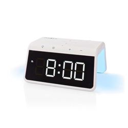NEDIS Despertador inalámbrico de Carga | Certificado Qi | 5/7.5/10/15 W | Conector USB-A | Luz Nocturna | 2 alarmas | Función de repetición