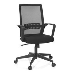 hjh OFFICE 732030 Silla de Oficina Preston Tela Negro, Silla giratoria Escritorio, Respaldo ergonómico con Soporte Lumbar, Espalda de Malla