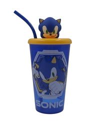 HOX Sonic The Hedgehog 3D Heads Sipper Drinks Cup | Eco Freindly BPA-Free Plastic School Water Sipper with Removable Straw | Gift for Sonic Fan & Collector | Officially Licensed Merchandise