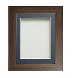 Frame Company Watson Brown Picture Photo Frame fitted with Perspex, 16x12 inch with Blue Mount for image size 12x8 inch