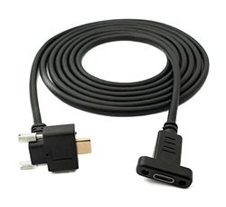 SYSTEM-S USB 3.1 kabel 2 m typ C kontakt till uttag skruv vinkel i svart