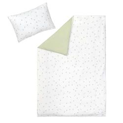 LÄSSIG Parure de lit pour Enfant en Jersey Simple avec Tencel™ Lyocell 2 pièces/Parure de lit Leave Milky/Olive