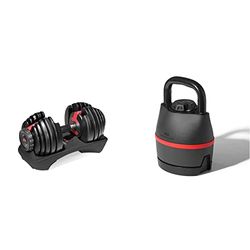 Bowflex SelectTech 552i macuerna 2-24 kg (1 mancuerna) Ajustables para Hogar, Adultos Unisex, Rojo, Negro, Gris, Talla Única + SelectTech 3.5-18 kg Kettlebell, Unisex - Adult, Negro/Rojo