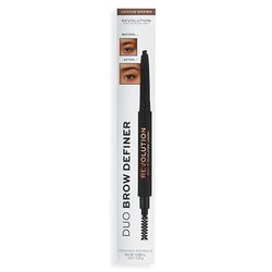 Makeup Revolution Duo Brow Definer Pencil, Añade Definición, Incluye Cepillo, Marrón Medio