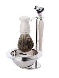 Acca Kappa 4-Piece Shaving Set with Ivory Badger Brush, Mach3 Razor, Shaving Soap, Bowl and Stand