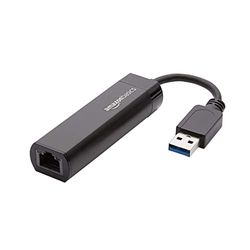 Amazon Basics USB 3.0 to 10/100/1000 Gigabit Ethernet Internet Adapter, Black, 1-Pack