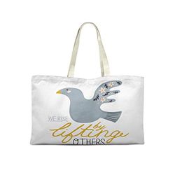 Bonamaison Printed Tote Bag, Reusable Grocery Bag, Shopping Bag, Machine Washable, Foldable, Canvas Cloth Bag with Handles, 50x40 cm
