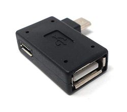 SYSTEM-S Hoekadapter USB naar Micro USB OTG On-The-Go Host Cable Flash Drive voor Smartphone Tablet (links)