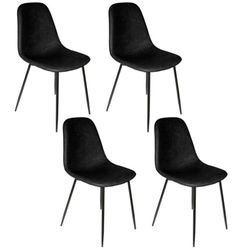 HOME DECO FACTORY, HD66341, Juego de 4 sillas, Modelo ámbar, Limpio y cómodo, Ideal para salón o Comedor, Ligero y fácil de Mover, Dimensiones 54,2 x 85 x 44 cm, Color Negro, Metal