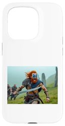 Proud Highlander stands defiant over misty Scottish hills Case for iPhone 15 Pro