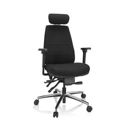 hjh OFFICE 608992 Phoenix PRO profesjonalne krzesło biurowe z materiału, kolor czarny, ergonomiczne krzesło obrotowe, indywidualnie regulowane