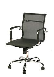 Dmora - Chaise de Bureau Bunbury, Chaise de Direction avec accoudoirs, Chaise de Bureau Ergonomique, Noir, Cm 62x54h92/102