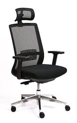 Amazon Basics Chaise de bureau à hauteur, repose tête et accoudoirs ajustables, Noire(Anciennement marque Movian)