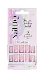Nail HQ Square Sorbet Swirl Nails