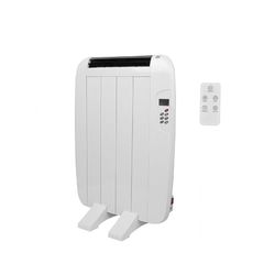 Warmtestraler van aluminium, wit, 58,5 x 44,5 cm, met LCD-display, afstandsbediening en instelbare thermostaat. Ideaal voor nauwkeurige verwarming.