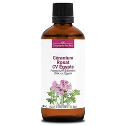 GERANIO ROSATO CV EGITTO BIO - 100mL - Olio Essenziale di Qualità Premium - 100% Puro, Naturale, garantito ChromaCert® - Chemotipizzato & Integrale