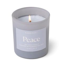 Paddywax Scented Candles Wellness Collection Frosted Glass Candle Fragranced with 100% Essential Oils, 141g, Blue - Peace