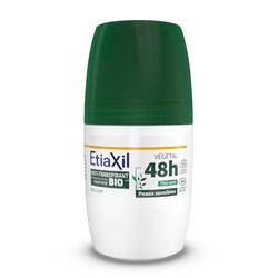 ETIAXIL - Déodorant Anti-transpirant Végétal - Transpiration Modérée - Certifié Bio - Aisselles - 48h - Parfum Thé vert - Roll On - 50 ml