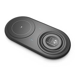 4-OK Cargador Inalambrico Pad de Carga Qi 15W para Dos Dispositivos 2 in 1 para Smartphone Qi, iPhone Series 12 y 13. Compatible con Apple Watch o Airpods Pro. Moviles con Carga por induccion