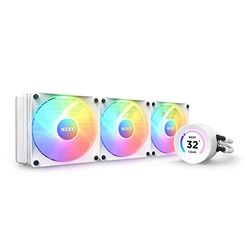 NZXT Kraken Elite RGB 360 - RL-KR36E-W1 - Refroidisseur pour processeur AIO de 360 mm - Écran LCD de 2,36 pouces personnalisable. Pompe haute performance - 3 ventilateurs F120 RGB Core - Blanc