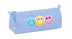 Smiley World Joyful – Pencil Case, Recyclable Fabric, Children's Pencil Case, Ideal for School Age Children, Comfortable and Versatile, Quality and Resistance, 21 x 7 x 8 cm, Light Blue/Multicolor, M,