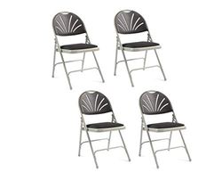 Principal Series 2600 Comfort Back Folding Chair with Upholstered Seat, Charcoal, Pack of 4