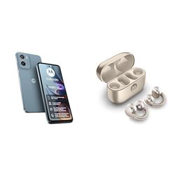Motorola E15 Misty Blue 2+64 and Moto buds loop w/crystals by Swarovski