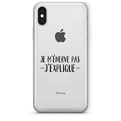 Zokko Beschermhoes voor iPhone XS Max Je m'énerve Pas j'expliza, zacht, transparant, zwarte inkt.