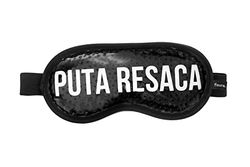 FISURA - Maschera gel freddo "P*ta Resaca". Maschera gel nera per occhi freddi. Mascherine Caldo Freddo per Rilassare Rinfrescare. Maschera rinfrescante per gli occhi con messaggio. 18,5 cm x 9 cm